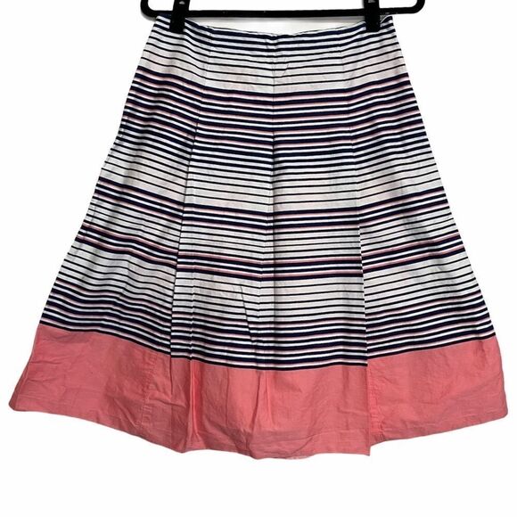 Charter Club Pink & Blue Stripe Cotton Midi Skirt - Picture 1 of 7